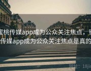 蜜桃传媒app成为公众关注焦点，蜜桃传媒app成为公众关注焦点是真的吗